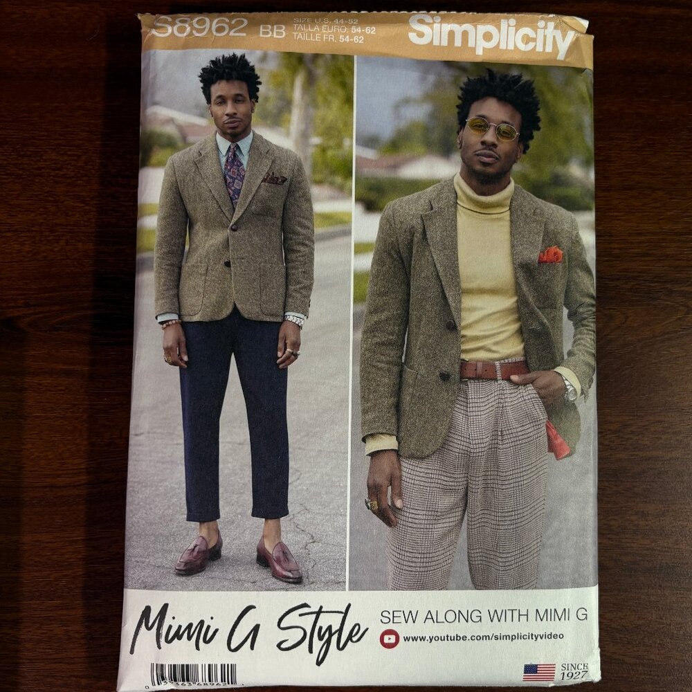 Simplicity Mimi G Style Pattern S8962BB Men's Lined Blazer
